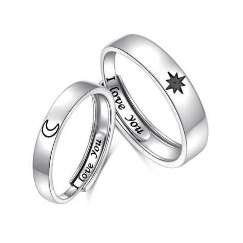 2PCS 925 Sterling Silver Adjustable Rings Couples Promise Engagement Rings for Him and Her Set Sun and Moon and Stars I Love You Rings Engagement Rings For Him, Sun And Moon And Stars, Rings For Him And Her, Rings For Him, I Love You Ring, Cute Promise Rings, Engagement Ring For Him, Sun And Moon Rings, Promise Rings For Him