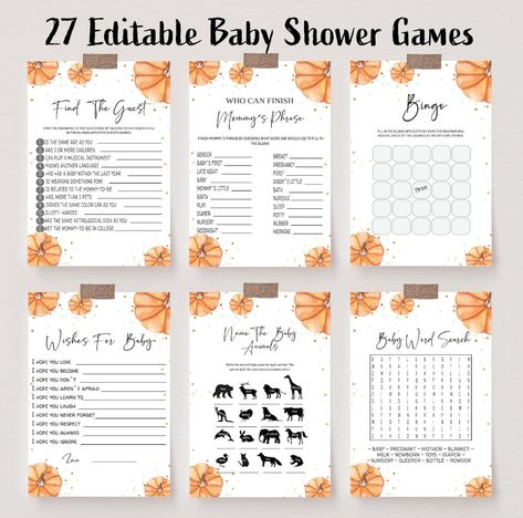 Little Pumpkin Fall Baby Shower Games Editable Baby Shower - Etsy Fall Baby Shower Games, Lil Pumpkin Baby Shower, November Baby Shower, Fall Baby Shower Game, Baby Shower Templates, Baby Words, Baby Shower Pumpkin, Wishes For Baby, Baby Shower Fall