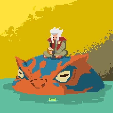 Naruto Art Print, Naruto Pixel Art Wallpaper, Jiraiya Wallpaper, Characters Pixel Art, Sage Naruto, Jiraiya Sensei, Pervy Sage, Naruto And Boruto, Pixel Pokemon