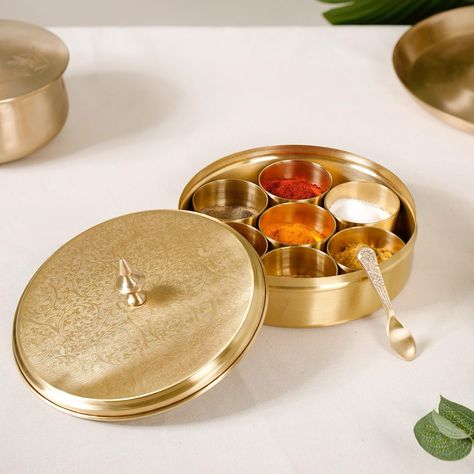 When rich heritage sparkles with the charm of modern dining!✨🍽️ Our brass and kansa dinnerware sets are here to turn every meal into a royal feast! 🍲🌟 Products included: 1. Embossed Pure Brass Airtight Masala Box Set With Gift Box 2. Pure Brass Filter Coffee Tumbler Davara Set For 2 People 3. Pure Kansa Serving Bowl With Lid And Ladle Medium 1000ml 4. Pure Kansa Single Person Dinner Set Of 5 With Gift Box 5. Large Pure Kansa Serving Bowl With Lid And Ladle 1300ml #kansa #kansadinnerset #br... Single Person Dinner, Royal Feast, Masala Dabba, Serving Bowls With Lids, Filter Coffee, Dining Sets Modern, Dinner Set, Coffee Tumbler, Single Person