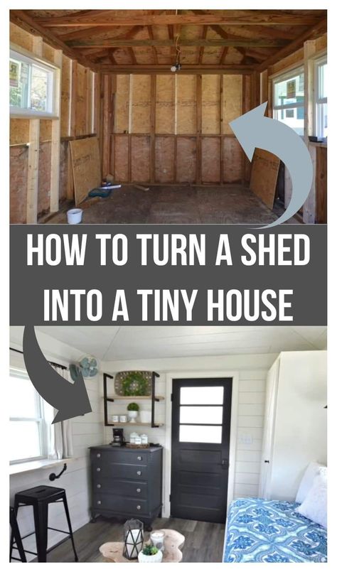 Design Case Mici, Tiny Guest House, Tiny House Build, Shed Tiny House, Diy Tiny House, Shed Home, Shed To Tiny House, Tiny House Loft, Tiny House Inspiration