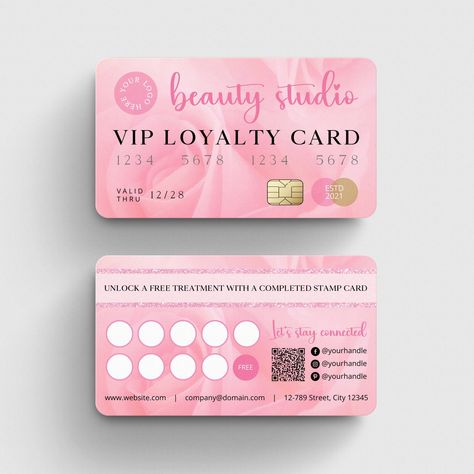 Elevate client loyalty with our Pink Rose Beauty Salon Loyalty Card Stamp Template! This editable card, perfect for small businesses, offers a stylish, credit card-style design. Easy to customize and print, it helps you reward repeat visits while adding a touch of elegance to your customer service. ▶️ Try Before You Buy ◀️  Try the free demo now! Just copy and paste the following URL: https://www.corjl.com/d/74K41 ▶️ Explore More Rose Templates & Color Options ◀️ https://www.etsy.com/ca/shop/Dig Loyalty Cards Ideas Business, Nail Tech Punch Cards, Loyalty Cards Nails, Lash Loyalty Card, Nail Salon Loyalty Card, Loyalty Cards Lashes, Beauty Loyalty Card, Loyalty Lash Cards, Customer Loyalty Cards