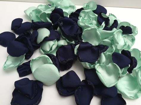 A personal favorite from my Etsy shop https://www.etsy.com/listing/269359961/navy-blue-and-seafoam-green-flower Wedding Decorations Navy Blue, Navy Mint Wedding, Rose Petals Table Decor, Seafoam Green Wedding, Seafoam Wedding, Wedding February, Mint Green Decor, Navy Blue Wedding Theme, Flower Girl Petals