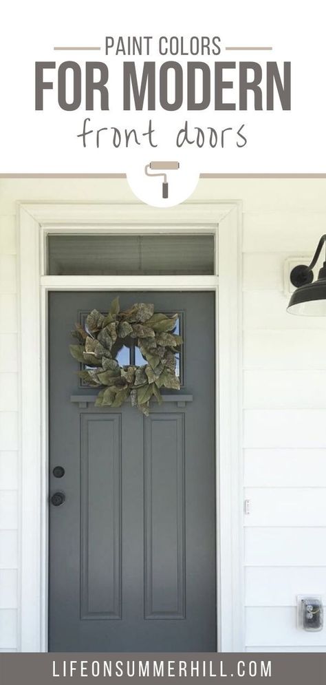 Best front door paint color ideas.  Adding curb appeal with popular paint colors for your front door. This post shows how to choose and pick the right color.  The best colours with red brick, gray siding, tan, dark, brown, black shutters, farmhouse, cottage, yellow, teal, green, white, beige, grey, stone, stucco, cedar.  Door colors like pink, red, navy, light blue, light green, black, bold, white. Wythe, currant, tricorn, summer basket, pure white.  Sherwin Williams and Benjamin Moore Front Door Color With Beige Siding, Door Colors White House, Front Door Colors With White House Black Shutters, Front Door Colors Gray, Door Color White House Black Shutters, Front Door Colors With White Siding, White House Door Color Ideas Front Door, Painted Siding And Brick House, White House Black Trim Door Color