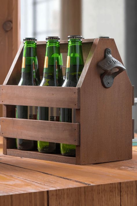 Build your own beer caddy with a bottle opener attached using these directions. #Christmas #Craft #GiftIdeas Christmas Craft Gift Ideas, Bottle Opener Diy, Craft Gift Ideas, Diy Bottle Opener, Geometric Tray, Creative Christmas Crafts, Beer Caddy, Homeschool Supplies, Lavender Eye Pillows