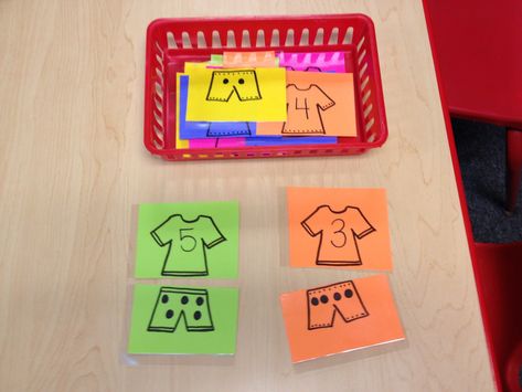 Preschool my clothes theme number math activity- we could change the theme but the matching idea is nice Preschool Clothes, Clothes Study, Creative Curriculum Preschool, Clothing Study, Clothing Themes, Creative Curriculum, Math Activity, Math Activities Preschool, Preschool Theme