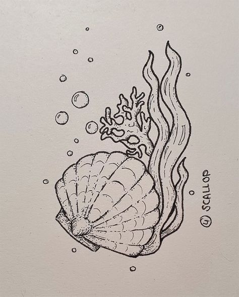 Cute Ocean Creatures Drawing, Sea Theme Drawings, How To Paint A Jellyfish Step By Step, Ocean Aesthetic Doodles, Mermaid Core Drawing, Seaweed Tattoo Simple, Easy Sea Life Drawing, Ocean Drawings Simple, Ocean Simple Drawing