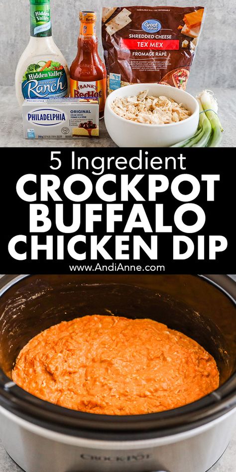 Crockpot Buffalo Chicken Dip (Only 5 Ingredients) Buffalo Chicken Dip Crock Pot No Ranch, Rotisserie Buffalo Chicken Dip Crock Pot, Buffalo Chicken Dip Crock Pot Rotisserie, Small Crockpot Buffalo Chicken Dip, Chicken Dip Crock Pot, Buffalo Chicken Dip With Sour Cream, Kraft Buffalo Chicken Dip, Buffalo Chicken Dip Oven Recipes, Buffalo Chicken Dip With Blue Cheese