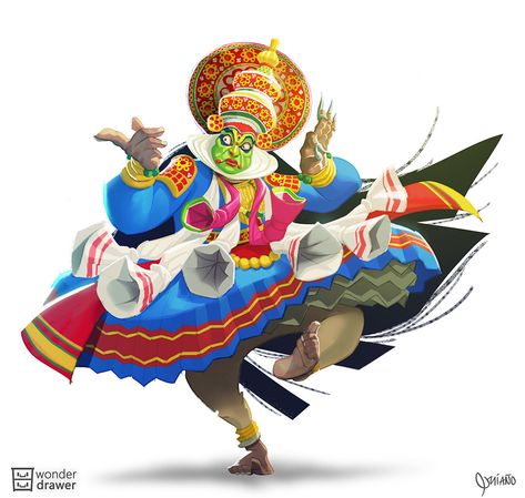 Kathakali Dance, Dance Cartoon, Cultural Dance, Character Design Challenge, Story Books Illustrations, Indian Flag, New School Tattoo, Aesthetic Tattoo, Indian Art Paintings