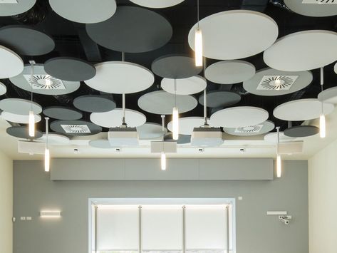 Mineral acoustic ceiling clouds OPTIMA L CANOPY by Armstrong Ceiling Clouds, Acoustic Baffles, Acoustical Ceiling, Cloud Ceiling, Acoustic Ceiling Panels, Acoustic Ceiling, Office Ceiling, Armstrong Ceiling, Sound Panel