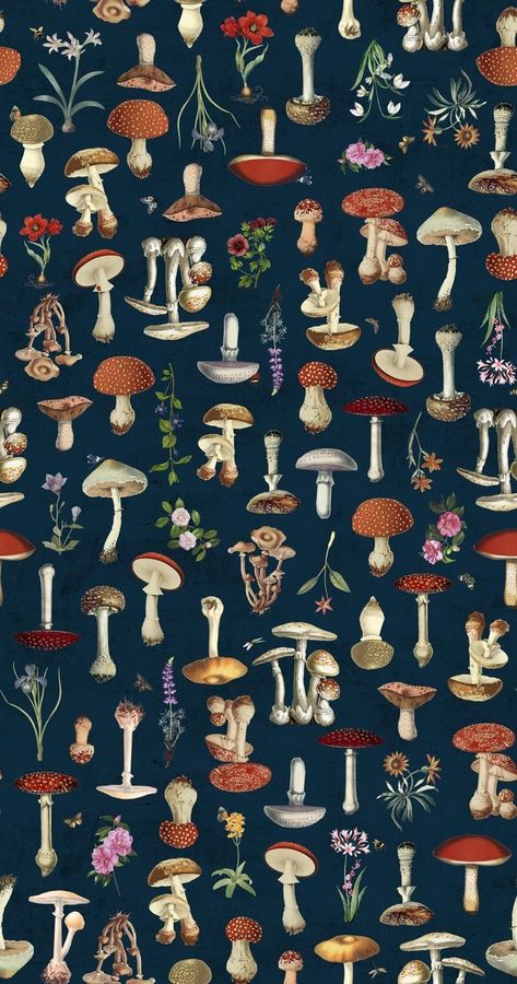 Cottagecore Wallpaper Mushroom, Hongos Wallpaper, Whimsy Goth Wallpaper, Herbology Wallpaper, Mushroom Pattern Wallpaper, Cottagecore Iphone Wallpaper, Mushroom Wallpaper Iphone, Cottagecore Wallpaper Iphone, Cottagecore Pattern