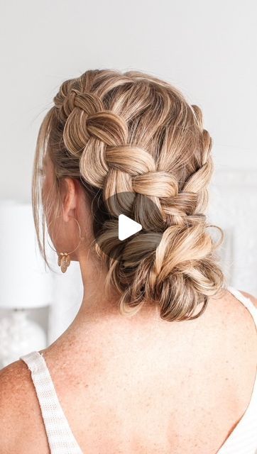 Melissa Cook on Instagram: "Double Dutch Braids Updo 🔆 Styles like this are some of my favs •#missysueblog #missysuehair #braidedhairstyles #braidedupdo #braidedup #hairreels #hairvideo #hairvideos #braidedhair #updostyles" Diy Braid Updo Easy, Dutch Braid Hair Styles, Braid To Bun Hairstyle, Braided Updo Curly Hair, Dutch Braid Into Bun, Up Do With Braid, Missy Sue Hair, Double Braid Hairstyles, Braids Into A Bun