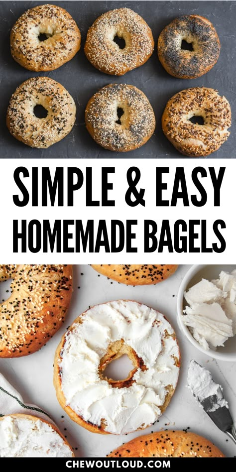 Fresh Bagel Recipe, 5 Ingredient Bagels, At Home Bagels, Bagel Recipes Easy, Homage Bagels, Homemade Plain Bagels, Quick And Easy Bagels, Bagels Recipe Easy, Bagels With Bread Flour