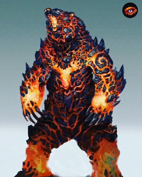 Fire Monster Art, Magma Dragon, Fire Creature, Elemental Creature, Fire Monster, Beast Creature, Creature Artwork, Cool Monsters, Kaiju Art