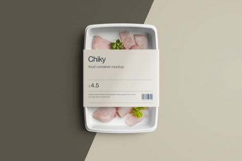 Free Psd Food Container Package Mockup Meat Tray, Graphic Design Mockup, Meat Trays, Disposable Food Containers, Meat Packing, Free Packaging Mockup, Plastic Food Containers, Food Tray, Box Mockup