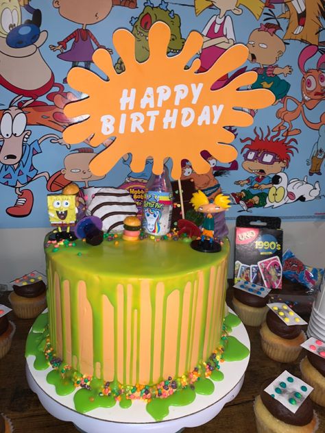 Nickelodeon 30th Birthday, Nickelodeon Slime Party, Nickolodian Birthday Party, Nickelodeon Party Ideas, Nickelodeon Party Decorations, Nickelodeon Birthday Party Ideas, Nickelodeon Theme Party, 90s Nickelodeon Party, Cartoon Network Birthday Party