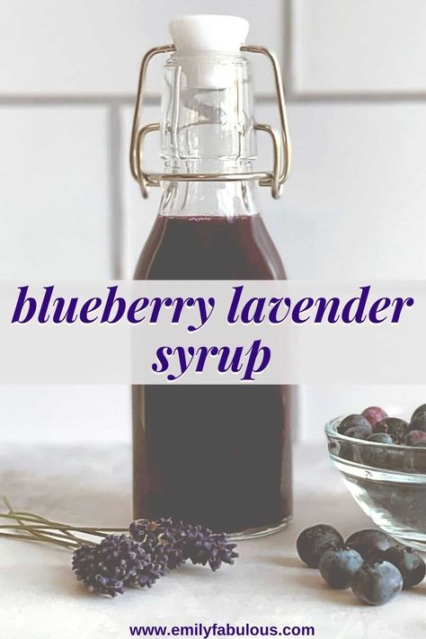 Blueberry Lavender Simple Syrup, Blueberry Witchcraft, Blueberry Lavender Syrup, Summer Coffee Syrups, Blueberry Simple Syrup Recipe, Homemade Drink Syrups, How To Make Lavender Syrup, Blueberry Syrup For Drinks, Lavender Simple Syrup Recipe