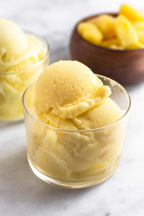 This Dole Whip recipe is the ultimate summertime treat. Learn how to easily make it at home with just 2 simple ingredients in 5 minutes! It's so delicious and perfect for a snack or a healthy dessert. Gluten-free and dairy-free. Mango Dole Whip Recipe, Dole Whip Recipe Dairy Free, Pineapple Dole Whip Recipe, Whipped Coconut Milk, Pineapple Dole Whip, Pineapple Soft Serve, Macro Diet, Dole Whip Recipe, Pineapple Whip