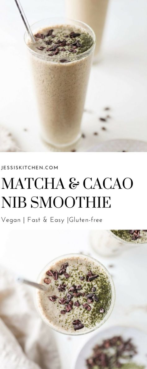 Cacao Nibs Smoothie, Cacao Health Benefits, Cacao Nibs Recipes, Cacao Smoothie, Milk Banana, Cacao Recipes, Perfect Smoothie, Matcha Smoothie, Drink Recipes Nonalcoholic