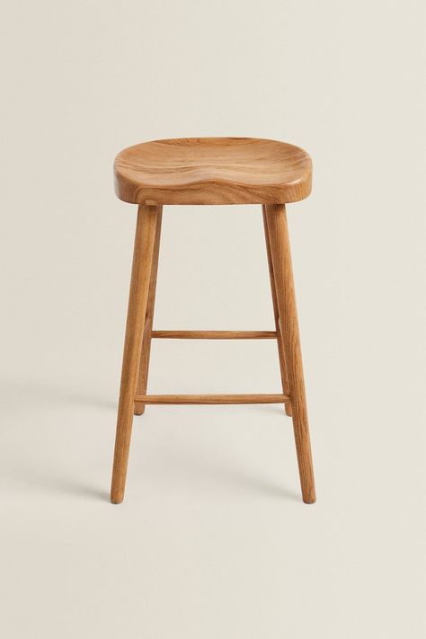 ASH STOOL - Brown | ZARA United Kingdom Zara Home Bar Stool, Bar Stools Kitchen Island, Kursi Bar, Wooden Bar Stools, Stools For Kitchen Island, Wood Bar Stools, Wood Counter, Wood Stool, Modern Bar Stools