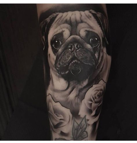 Black Pug Tattoo, Cute Tattoos Quotes, Pug Tattoo, Animal Magazines, Crystal Tattoo, Tasteful Tattoos, Forearm Tattoo Women, Black Pug, Animal Facts