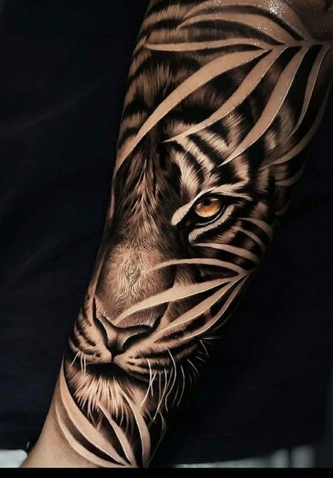 Tiger Forearm Tattoo, Tattoos Arm Mann, Thigh Piece Tattoos, Lion Forearm Tattoos, Animal Tattoos For Men, Front Shoulder Tattoos, Tiger Tattoo Sleeve, Animal Sleeve Tattoo, Lion Tattoo Sleeves