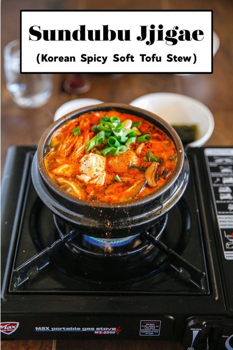 Your Ultimate Korean Comfort Food - Sundubu Jjigae / Soondubu Jjigae / Korean Spicy Soft Tofu Stew Recipe. Sundubu Jjigae Recipe, Sundubu Jjigae, Keto Korean, Soft Tofu Stew, Jjigae Recipe, Tofu Stew, Seafood Soup Recipes, Soft Tofu, Korean Soup