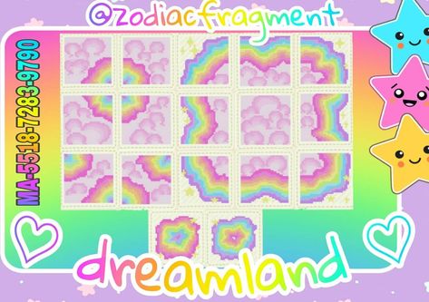 Rainbow Island, Pastel Kidcore, Rainbow Road, Trippy Designs, Pastel Clouds, Deco Rose, Path Design, Animal Crossing Memes, Animal Crossing Guide