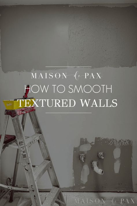 Don't love your old textured walls? Learn how to smooth textured walls with this simple DIY skim coating tutorial. How To Remove Wall Texture, How To Make Textured Walls Look Good, Textured Walls To Smooth, Skim Coating Walls Diy, Knockdown Wall Texture, Diy Wall Texture Ideas, Smooth Textured Walls, Diy Wall Texture, Removing Textured Walls