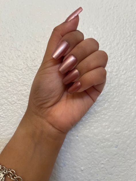 Rose Gold Crome Nails, Rose Gold Metallic French Tip Nails, Pink Metallic Nails Rose Gold, Golden Rose Nail Polish, Rose Gold Nail Polish, Rose Gold Dress, Rose Gold Nails, Gold Nails, Wedding Nails