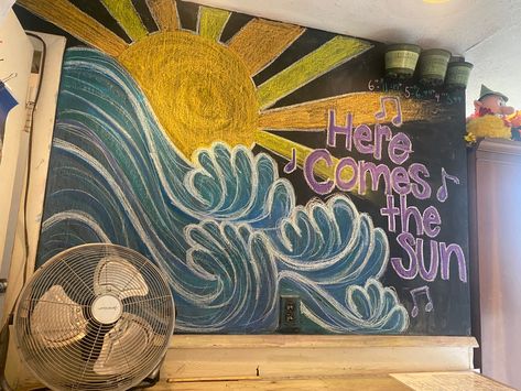 Waves Chalkboard Art, Hawaii Chalkboard Art, Smoothie Chalkboard Art, Beachy Chalkboard Ideas, Starbucks Summer Chalkboard Art, Summer Chalkboard Art, Summer Chalkboard, Chalkboard Wall Art, Coffee Shop Signs