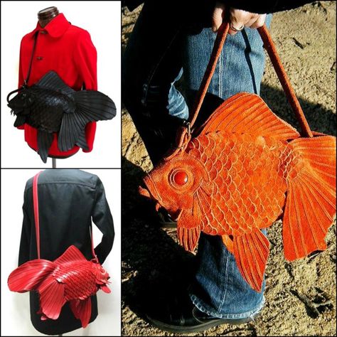 Japanese Goldfish Bags Handcrafted By Atelier Iwakiri Veiltail Goldfish, Goldfish Bag, Character Design Tips, Barcelona Fashion, Vintage Evening Bags, Earth Art, Fashion Sketch, Fishing Theme, Save Earth