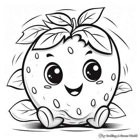 Strawberry Coloring Pages, Colouring Sheets For Kids, Cute Coloring Pages For Kids, Horse Coloring Books, Farm Coloring Pages, Fruit Cartoon, Kindergarten Coloring Pages, Free Kindergarten Worksheets, Art Diary