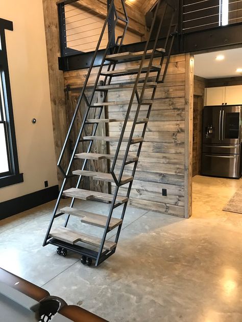 Wide Stairs, Scale Loft, Retractable Stairs, Metal Staircase, Loft Railing, Loft Floor, Ladder Stairs, Tiny House Stairs, Loft Stairs