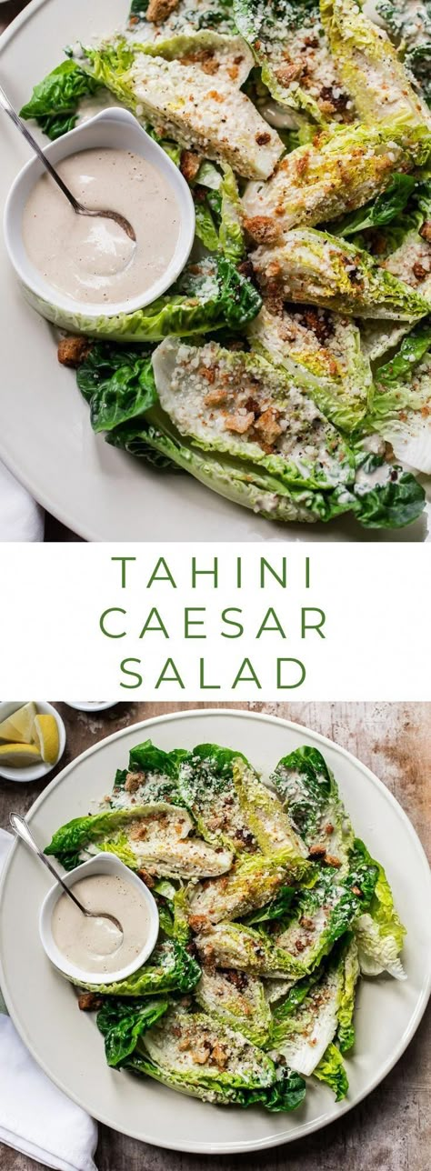 Salad With Olive Oil, Homemade Breadcrumbs, Healthy Greens, Classic Caesar Salad, Lemon Tahini Dressing, Vegetarian Salad Recipes, Caesar Salad Recipe, Olive Recipes, Diner Recept