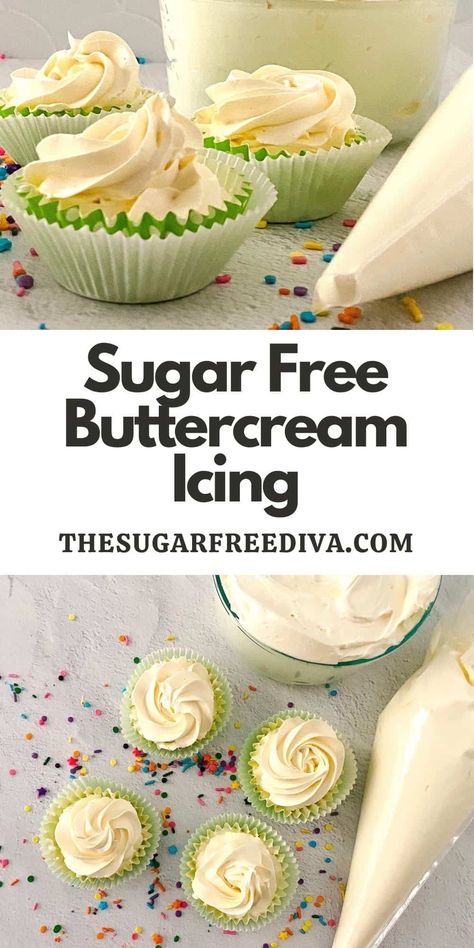 Sugar Free Buttercream Icing, a simple recipe for making a frosting alternative for cakes and baked goods. Keto Low Carb. Keto Cake Icing Recipe, Low Carb Icing For Cake, Sugar Free Whipped Cream Frosting, Splenda Frosting Recipe, Low Sugar Icing Recipe, Keto Icing Glaze, Sugar Free Glaze Icing, Sugar Free Icing Recipe Frostings, Healthy Cake Icing