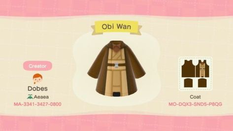 Star Wars Costumes Now Available for Animal Crossing: New Horizons | Inside the Magic Disfraz Star Wars, Motif Acnl, Star Wars Obi Wan, Star Wars Design, Happy Home Designer, Animal Crossing Qr Codes Clothes, Qr Codes Animal Crossing, Animal Crossing Characters, Star Wars Outfits