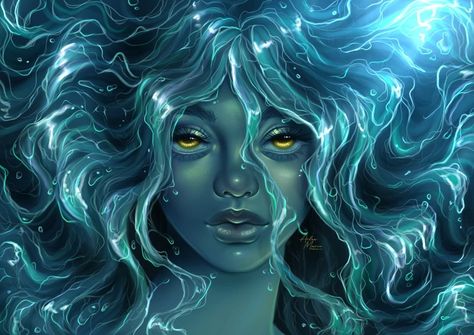 a i l e e🌙 on Instagram: “I realised I never posted the full spring sprite drawings! Loads of fun drawing her water hair, definitely going to try doing something…” Water Hair Drawing, God Ocs, Water Sprite, Greek Monsters, Water Spring, Water Hair, Water Drawing, Hair Drawing, Dnd Art