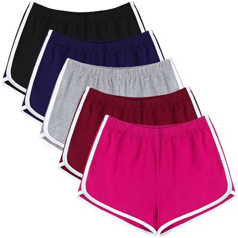 URATOT 5 Pack Women's Cotton Yoga Dance Short Pants Sport Shorts Summer Athletic Gym Lounge, Summer Activewear, Summer Athletic, Workout Short, Dolphin Shorts, Sports Shorts Women, Dance Pants, Dance Shorts, Running Shorts Women