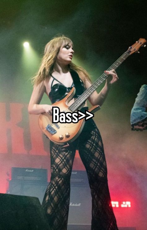 Bass bass guitar aesthetic whisper rockstar maneskin Cat Playing Bass Guitar, Bass Girl Aesthetic, Bassist Quotes, Bass Guitar Wallpaper, Bass Player Aesthetic, Bass Outfits, Bass Wallpaper, Bass Guitar Aesthetic, Vic Core