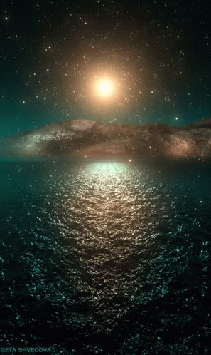 Noite Oceano GIF - Noite Oceano Lights - Discover & Share GIFs Illusion Kunst, Image Nature, Galaxy Art, Illusion Art, Beautiful Moon, Gif Pictures, Beautiful Gif, Nature Gif, Beautiful Nature Wallpaper