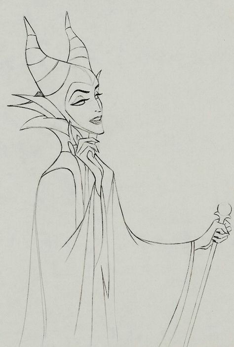 Tattoo Ideas Disney, Maleficent Drawing, Disney Character Sketches, Disney Maleficent, Disney Art Drawings, Drawing Cartoon Characters, Disney Concept Art, Disney Sketches, Disney Sleeping Beauty