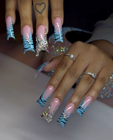 Tapered Duck Nails, Blue Duck Nails, Long Duck Nails, Hard Nails, Punk Nails, Duck Nails, Girly Acrylic Nails, Colored Acrylic Nails, Dope Nail Designs