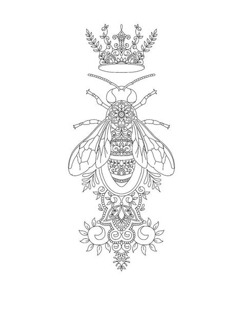 Queen Bee tattoo design by Vixy-Art on DeviantArt Bee Tattoo Design, Bee Tattoo Ideas, Queen Bee Tattoo, Tattoo Cool, Honey Bee Tattoo, Henne Tattoo, 42 Tattoo, Bumble Bee Tattoo, Queen Tattoo