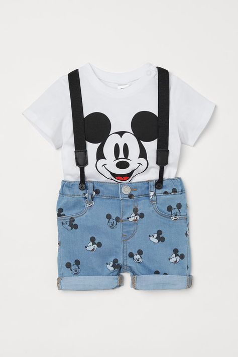 Disneyworld Outfits, Blue Mickey Mouse, Mickey Mouse Outfit, Baby Mouse, Baby Boy Romper, Cotton Set, Baby Disney