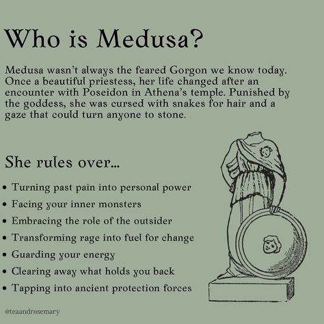 Ready to dive deep into the myths of Medusa? 🐍✨ She’s more than just a monster – she’s a symbol of transformation, power, and protection. Swipe through to see how you can work with her energy and tap into your inner strength⚡️ I’m going LIVE tomorrow (Thursday) at 6pm EST on the group to chat about Medusa, her lore, and my personal experiences working with her. Plus, we’ll open up the floor for a Q&A on any topic! Drop JOIN in the comments for the link👇 #Medusa #medusagorgon #greekmythology... Medusa Correspondences, Medusa Altar Ideas, Working With Medusa, Medusa Witchcraft, Medusa Offerings, Medusa Symbolism, Medusa Worship, Medusa Meaning, Medusa Altar