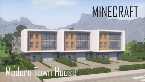 Minecraft Modern Townhouse, Minecraft Morden Houses, Minecraft Modern Interior, Minecraft Townhouse, Minecraft Modern Houses, Minecraft Modern Mansion, Minecraft Homes, Villa Minecraft, Minecraft Modern City