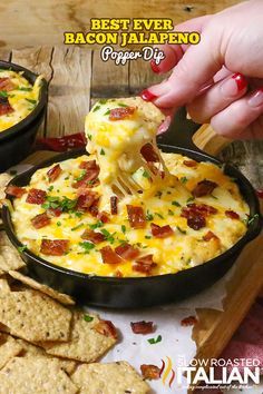 Jalepeno Dip Recipes, Bacon Jalapeno Popper Dip, Jalapeno Popper Dip Recipe, Cream Cheese Recipes Dip, Slow Roasted Italian, Bacon Jalapeno Poppers, Delicious Dips, Jalapeno Popper Dip, Popper Dip