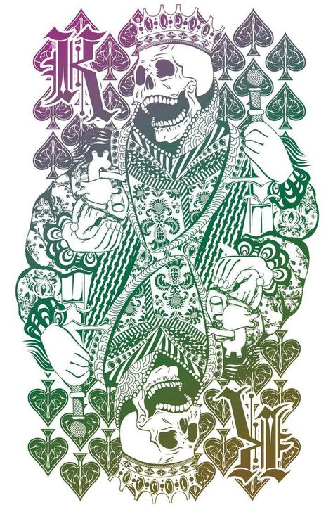 King Of Spades, Playing Cards Art, Taylor Kitsch, 카드 디자인, Card Tattoo, Skull Artwork, Wallpaper Animes, Chicano Art, Skull Wallpaper