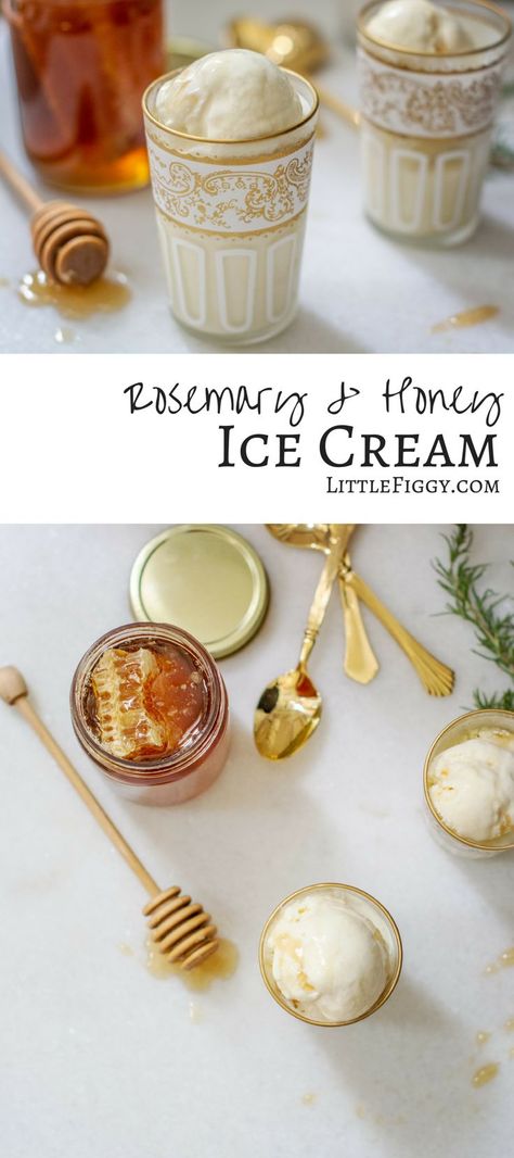 Honey Sweetened Ice Cream, Burnt Honey Ice Cream, Gourmet Ice Cream Flavors, Herb Ice Cream, Savory Ice Cream Recipes, Spring Ice Cream Flavors, Vanilla Ice Cream Toppings Ideas, Herbal Ice Cream, Summer Ice Cream Recipes